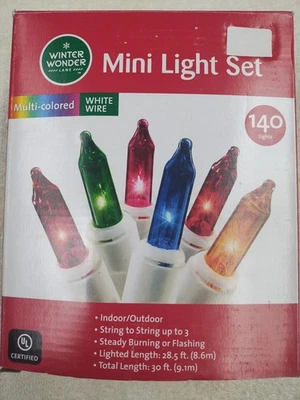 Winter Wonder Lane Mini Lights White Wire 140 New - Image 1 of 2