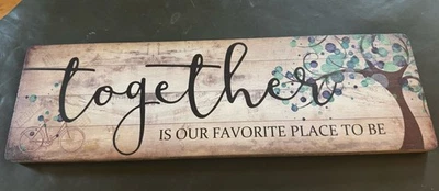 Decoración colgante de pared de madera de granja “TOGETHER Is Out Favorite Place To Be”, ¡LINDA! Foto 1 de 4