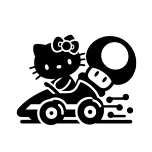Kawaii Kitty - Calcomanía de vinilo - Diseño divertido - 10 cm - Seta Kart - Imagen 1 de 1