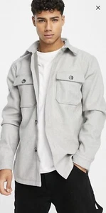 River Island Men's XS Oversized Button Through Flannel Overshirt/Shaket in Grey - Picture 1 of 7