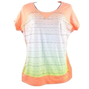 Fila Womens Athletic Top Size Small Fluorescent Orange Short Sleeve Stretch Tee - Picture 1 of 7
