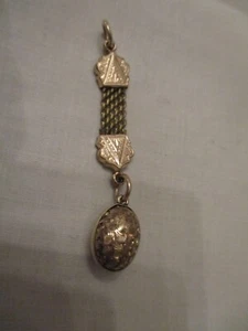 Antique Victorian gold filled pocket watch Fob etched ends mesh and etched ball - Picture 1 of 8