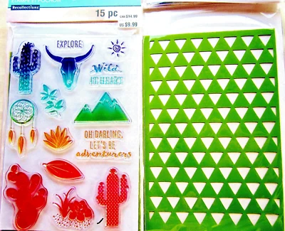 Набор прозрачных акриловых марок и трафаретов Wild at Heart Southwest с кактусом НОВЫЕ! - Изображение 1 из 2