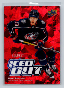 2022-23 Upper Deck Allure #IO-1 Kent Johnson (RC) -Iced Out Red 240/299-Jackets