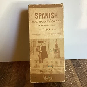 Vintage Spanish Vocabulary 1000 Cards by Vis-Ed With Booklet And Index 1950s - Foto 1 di 7