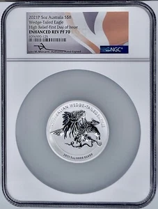 2021 P Australia $8 5 Oz Wedge Tailed Eagle NGC Enhanced Reverse PF 70 HR FDOI - Picture 1 of 2