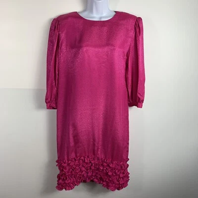 Vestido Argenti Mujer Talla 12 Rosa Caliente Manga Larga Volantes Dobladillo Funda Años 80 DE COLECCIÓN Foto 1 de 4
