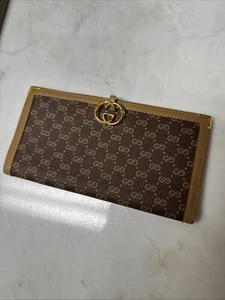 Auténtica cartera vintage gucci mujer larga cuero marrón/beige - Imagen 1 de 19