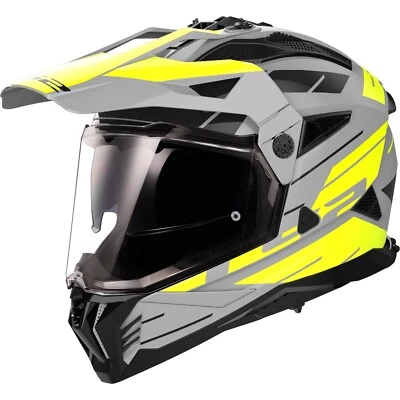 Motorcycle Enduro Helmet XXL - LS2 MX702 Pioneer 2 II Namib - Grau-Fluogelb - Image 1 of 3