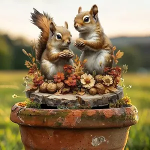 Acryl Eichhörnchen Statue Pfahl künstliches Tier Figur Skulpturen Requisite - Bild 1 von 16