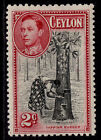 Ceylon Gvi Sg386, 2C Black & Carmine, M Mint. Cat £26. Perf 11½ X 13