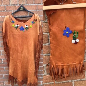 Vestido con cuentas de piel de cordero nativo americano con piel de ciervo Ojibwe Anishinaabe - Imagen 1 de 12