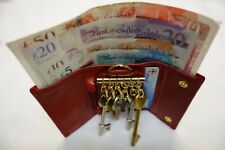 Leather Key Holder Wallet for Keys Paper Money Coins and Cards Red Golunski 