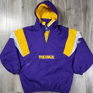 Vintage NFL Reebok Minnesota Vikings Pullover Jacket Large Oversized 1/4 Zip - Picture 1 of 15