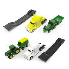 2x John Deere 1:64 Die-Cast Farm Vehicle Hauler Semi Truck Kids Toys 3y+ WHT/YEL