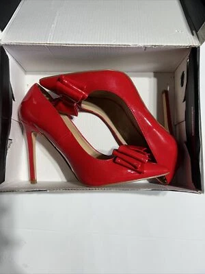 Женские красные туфли-лодочки на каблуке Olivia Ferguson размер 7,5 с красным бантом - Изображение 1 из 4