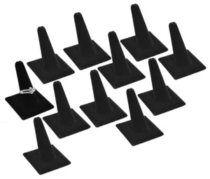 12pc Black Velvet Single Ring Jewelry Displays Stand Showcase One Finger Holders - Picture 1 of 3