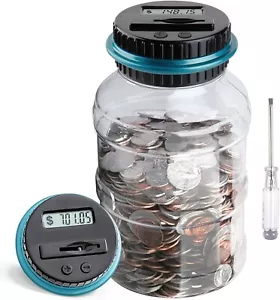 Digital Coin Counter Jar for Adults, 1.8L Capacity with LCD Display - Picture 1 of 8