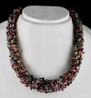 Certified Natural Multi Tourmaline Beads Teardrop 632 Ct Gemstone Necklace - Image 1 of 4