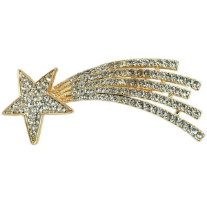 Unique Twinkling Shooting Star Comet Brooch Pin Use Austria Crystal - 7cm Long - Picture 1 of 3