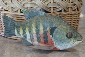 VTG Hand Carved Painted Wood & Metal SUNFISH Ice Fishing Decoy Artist Unknown - Imagen 1 de 6