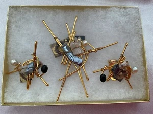 TAKASHI HONDA Goldton Edelstein Brosche Pin Ohrringe Designer - Bild 1 von 15