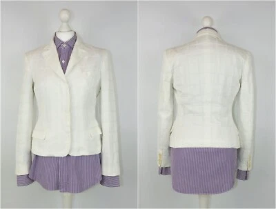 Jaqueta Blazer Versace Versus Vintage Feminina Xadrez Branca Tamanho 30|44 - Imagem 1 de 4