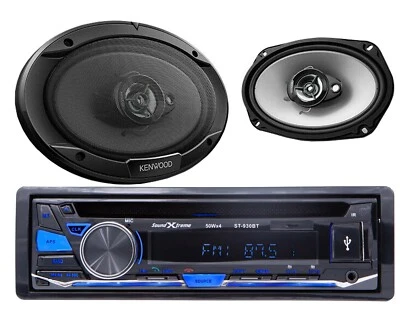2x Kenwood 400W 6x9 Speakers + SoundXtreme 1-DIN Bluetooth Car CD AM FM Receiver