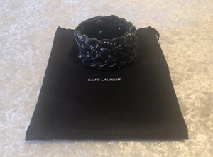 NWT Saint Laurent Marrakech Braided Leather Studded Cuff Bracelet Size S $595.00 - Picture 1 of 9