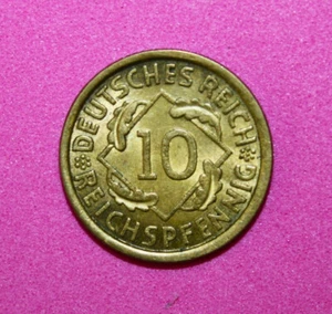 S4 - Germany 10 Reichspfennig 1931-A Uncirculated Brass Coin - Weimar Republic - Picture 1 of 2