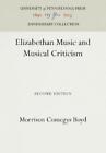 Morrison Comegy Elizabethan Music and Musical Cr (Gebundene Ausgabe) (US IMPORT)