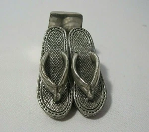 Shoe Business Card Holder Pewter Flip Flops Store Retail & Repair Shops - Picture 1 of 7