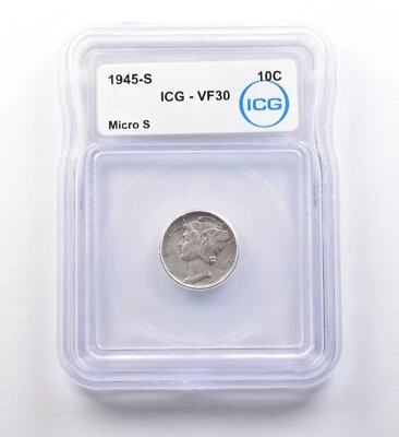1945-S Mercury Dime Micro S VF30 ICG *9718 - Image 1 of 3