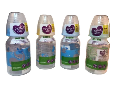 4 PACK Parent's Choice Baby Bottles 5 fl oz, 4 Count, Slow Flow, 0+ Months, NEW - Image 1 of 2