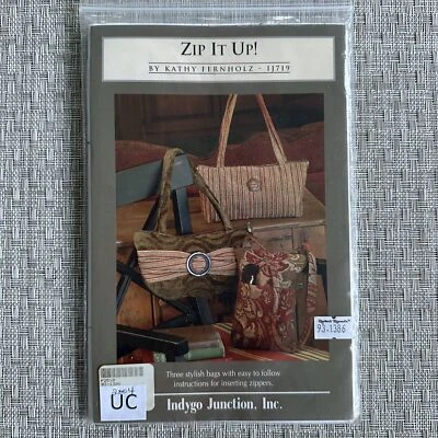 Indygo Junction Pattern Zip It Up! 3 Bags Purses With Zipper Tops UNCUT - Image 1 of 2