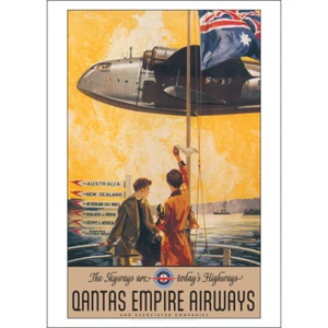Qantas Empire Airways Flying Boat Art Print - Retro advertisement - 3 sizes - Picture 1 of 4