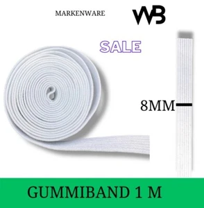 Gummilitze Gummiband, weiß, Breite ca. 8 mm Kochfest  1- 20 M, - Bild 1 von 2