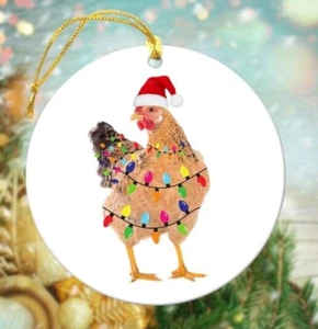 Chicken Christmas Pun Ornament, Funny Animal Ornament,Wrapped by Christmas Light - Picture 1 of 5
