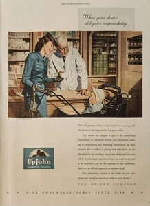 1944 Upjohn Fine Pharmaceuticals Vintage Ad doctor delegates responsibility 423 - Picture 1 of 1
