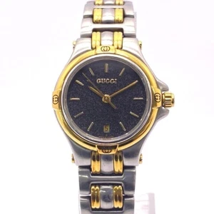 Gucci 9040L Black Dial Two Tone Women Quartz Watch Used Working [Read] - Picture 1 of 8
