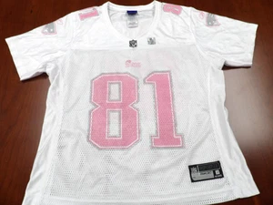 WOMENS REEBOK NFL NEW ENGLAND PATRIOTS RANDY MOSS WHITE PINK JERSEY SIZE L - Picture 1 of 4