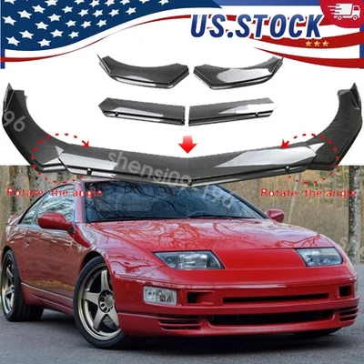 For Nissan 300ZX 4PCS Add-on Car Front Bumper Lip Splitter Carbon Fiber Style - Image 1 of 4