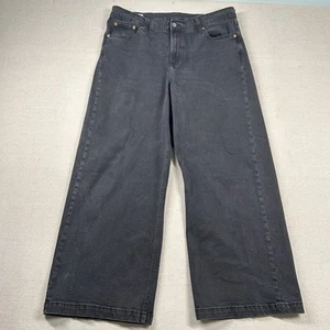 Gap Jeans 34/18R High Rise Stride Wide Leg Pants Baggy Oversized Black - Picture 1 of 10