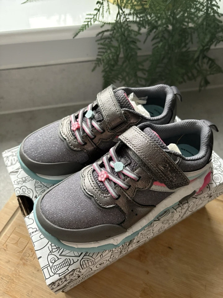 Clarks Tidal Star Grey Sparkly Trainers Uk Size 11G - Image 1 of 4
