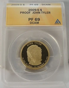 2009 S John Tyler 1 $ Dollar ANACS PF 69 DCAM Proof Deep Cameo Slabbed - Bild 1 von 2