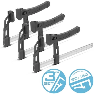 STAHLWERK 3 x Hebelzwinge 80x160 mm Klemmzwinge 100kg Druckkraft Schnellspanner