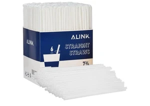 Paquete de 500 pajitas de plástico transparente ALINK, envueltas individualmente - Imagen 1 de 6