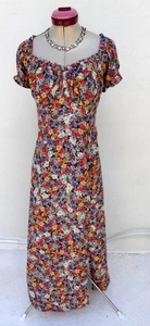 H&M Orange Floral Midi DRESS Size 'AUS 18' NWT Midi Off-Shoulder Cottagecore - Picture 1 of 7