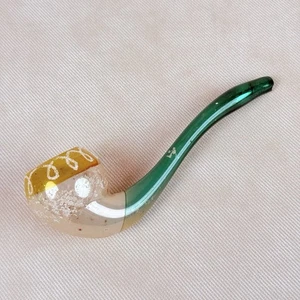 Adorno navideño de vidrio vintage con forma de pipa de tabaco soplado a mano, verde/dorado LEER - Imagen 1 de 8