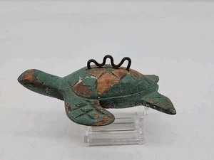 Antica tartaruga esca pesca ghiaccio 4" intagliata arte popolare vintage - Foto 1 di 9